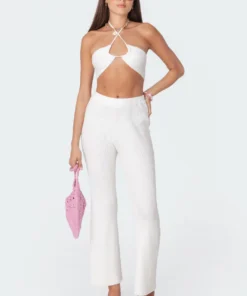 3099_cream Kyra Knitted Flared Pants