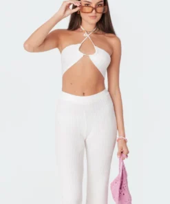 3098_cream Kyra Knitted Adjustable Top Tops