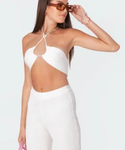 3098_cream Kyra Knitted Adjustable Top Tops