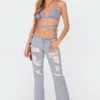 S11352_blue Tops Denim Strap Bralette Top