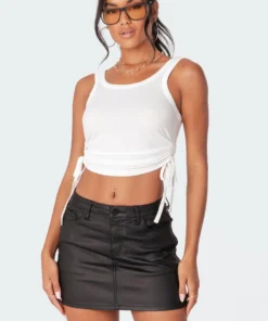 S11430_white Bliss Drawstring Tank Top Tops