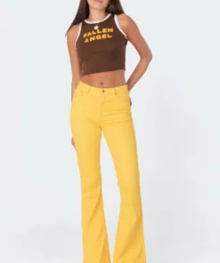 S11393_yellow Harmony Flared Jeans Pants