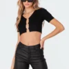 S11403_black Tops Ed Diamonte Knitted Top