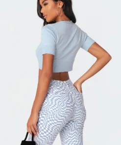 S11403_blue Ed Diamonte Knitted Top Tops