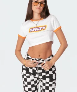 S11348_white Salty Cropped T-Shirt