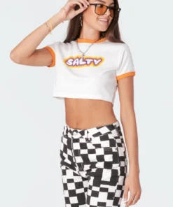 S11348_white Salty Cropped T-Shirt