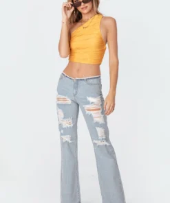 S11317_yellow Tops Tessa Gathered Top