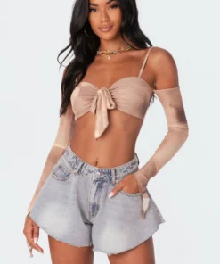 S11357_mix Tops Mesh Tie-Dye Crop Top