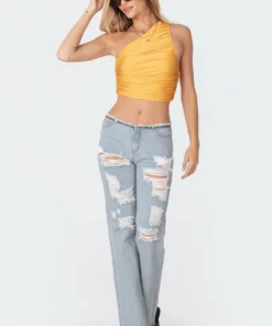 S11317_yellow Tops Tessa Gathered Top