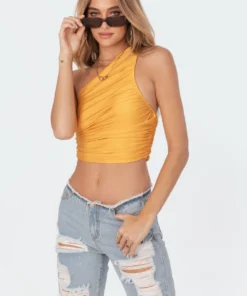 S11317_yellow Tops Tessa Gathered Top