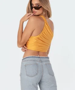 S11317_yellow Tops Tessa Gathered Top