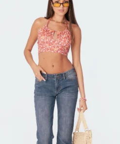 S11364_mix Fluer Adjustable Halter Top Tops