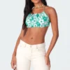 S11386_green Tops Adel Open-Back Crop Top