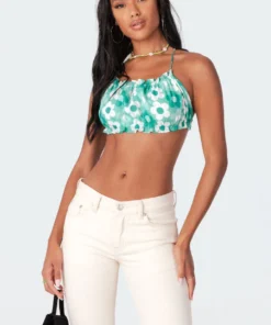 S11386_green Tops Adel Open-Back Crop Top