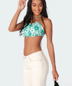 S11386_green Tops Adel Open-Back Crop Top