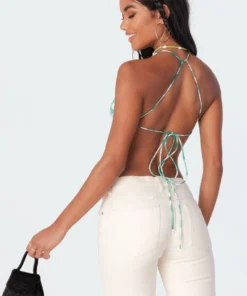 S11386_green Tops Adel Open-Back Crop Top