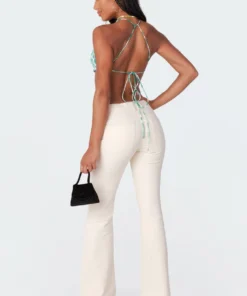 S11386_green Tops Adel Open-Back Crop Top