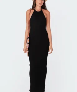 S11433_black Dresses Ribbed Open-Back Maxi Dress 9 S11433_black Dresses Ribbed Open-Back Maxi Dress
