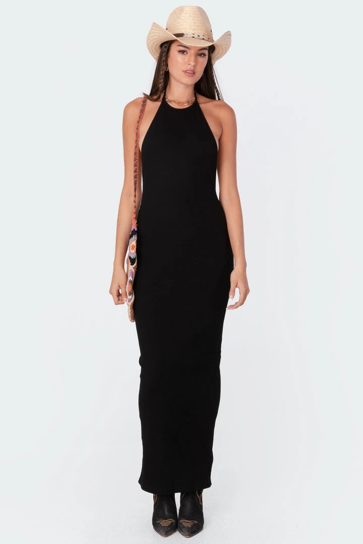 S11433_black Dresses Ribbed Open-Back Maxi Dress 5 S11433_black Dresses Ribbed Open-Back Maxi Dress