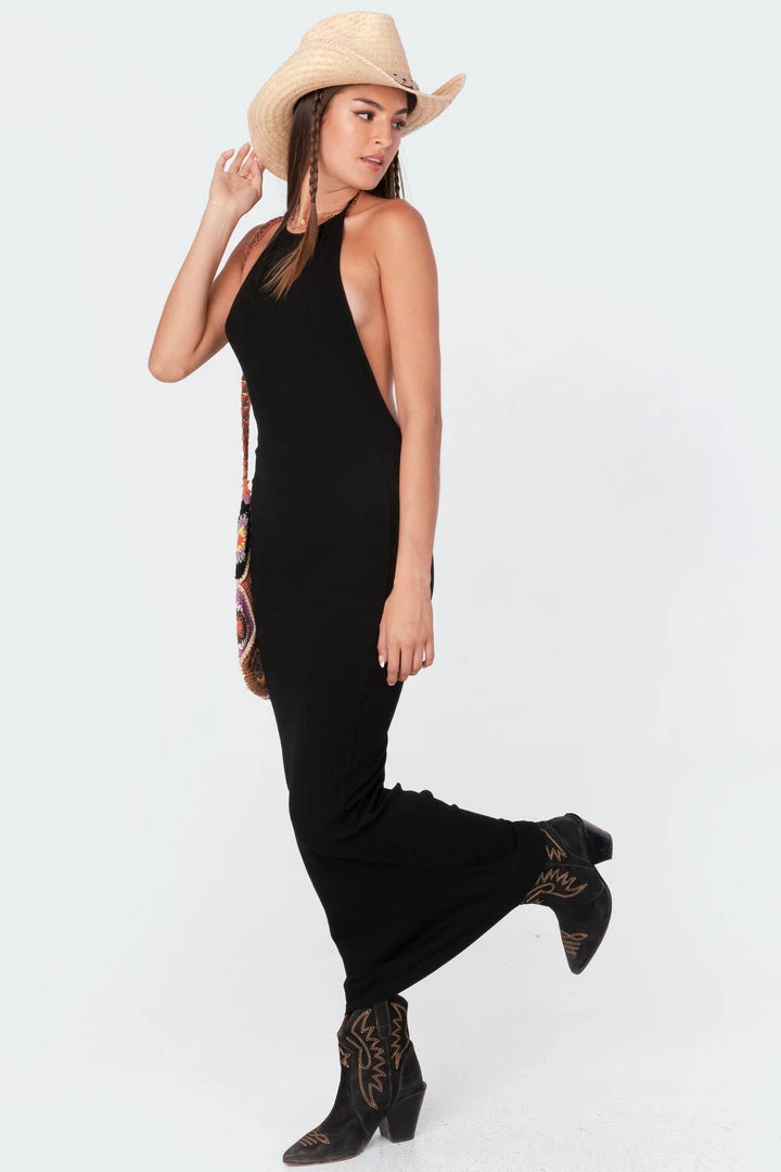S11433_black Dresses Ribbed Open-Back Maxi Dress 6 S11433_black Dresses Ribbed Open-Back Maxi Dress