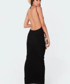S11433_black Dresses Ribbed Open-Back Maxi Dress 11 S11433_black Dresses Ribbed Open-Back Maxi Dress