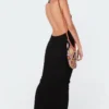 S11433_black Dresses Ribbed Open-Back Maxi Dress