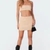 S11383_beige Maggi Smocked Mini Skirt Skirts