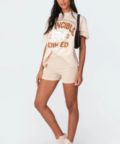 S11465_beige Tops Track Star Oversized T-Shirt