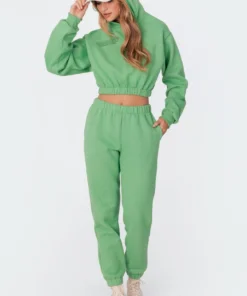 1092_green Life's Too Short Cropped Hoodie Tops