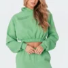1092_green Life's Too Short Cropped Hoodie Tops