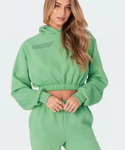 1092_green Life's Too Short Cropped Hoodie Tops
