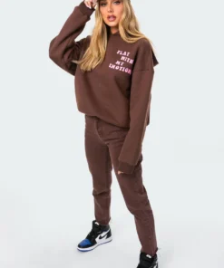 3039_brown Tops Emotions Hoodie