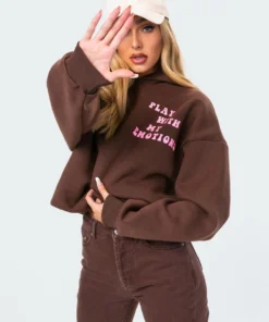 3039_brown Tops Emotions Hoodie