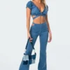 1047_light-blue Kira Cut-Out Flared Jeans Pants