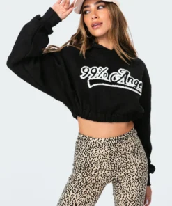 1055_black Almost Angel Cropped Hoodie