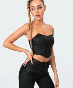 Edikted Shop 19 1030_black Luna Faux Leather Stretch Corset