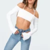 2004_white Aliyah Off Shoulder Crop Top