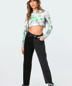 2019_gray Fly Teddy Tie-Dye Crop Top