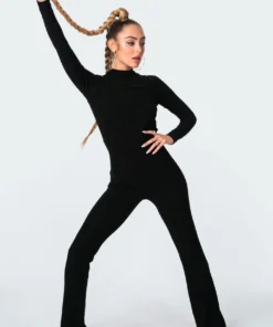 1037_black Divine Open Back Flare Jumpsuit