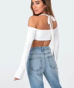 2004_white Aliyah Off Shoulder Crop Top