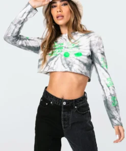 2019_gray Fly Teddy Tie-Dye Crop Top
