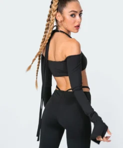 2004_black Aliyah Off Shoulder Crop Top
